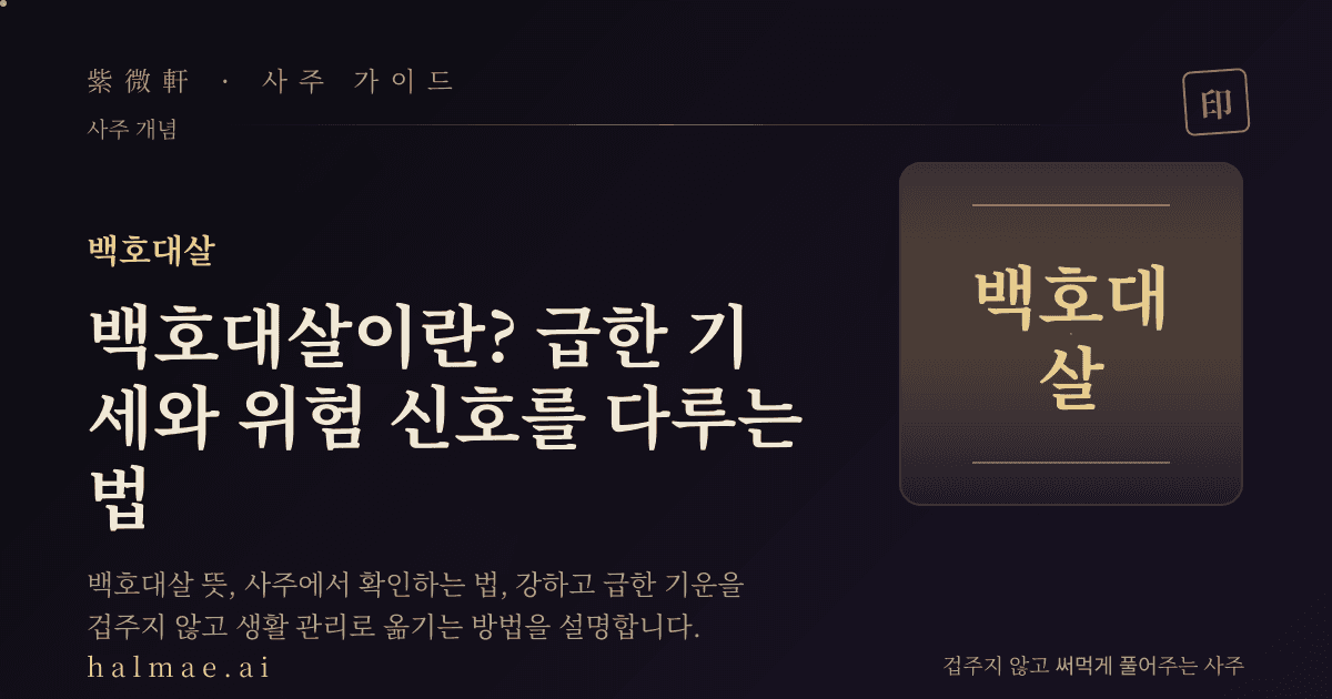 백호대살을 상징하는 흰 호랑이 문양 부적과 만세력 일러스트