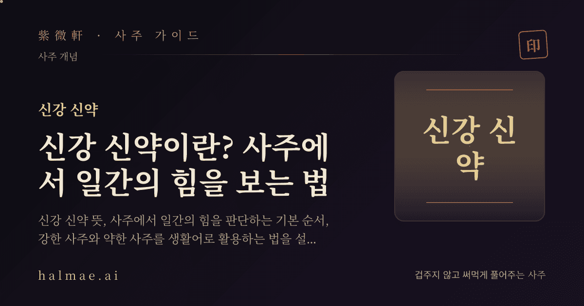 신강 신약을 상징하는 저울과 만세력 일러스트