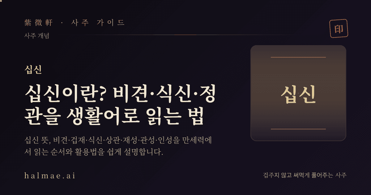 십신을 상징하는 열 개의 작은 인장과 만세력 일러스트