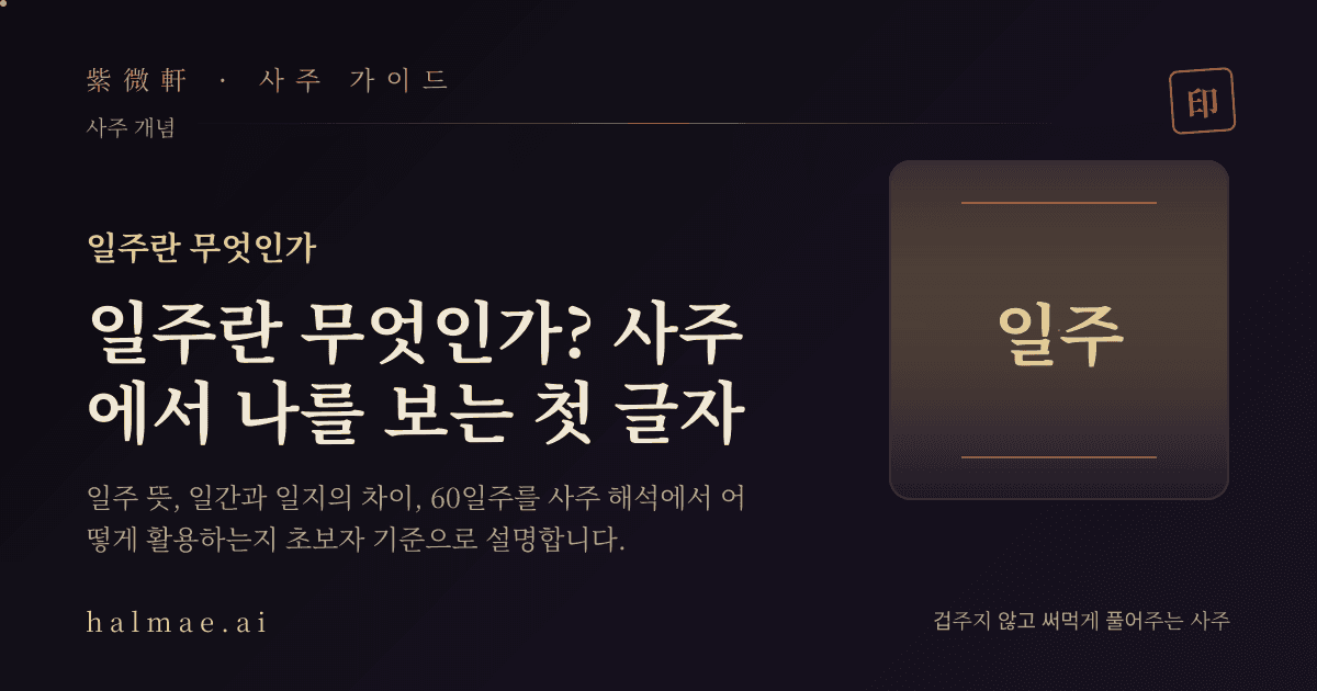 일주를 상징하는 두 칸의 천간과 지지 만세력 일러스트